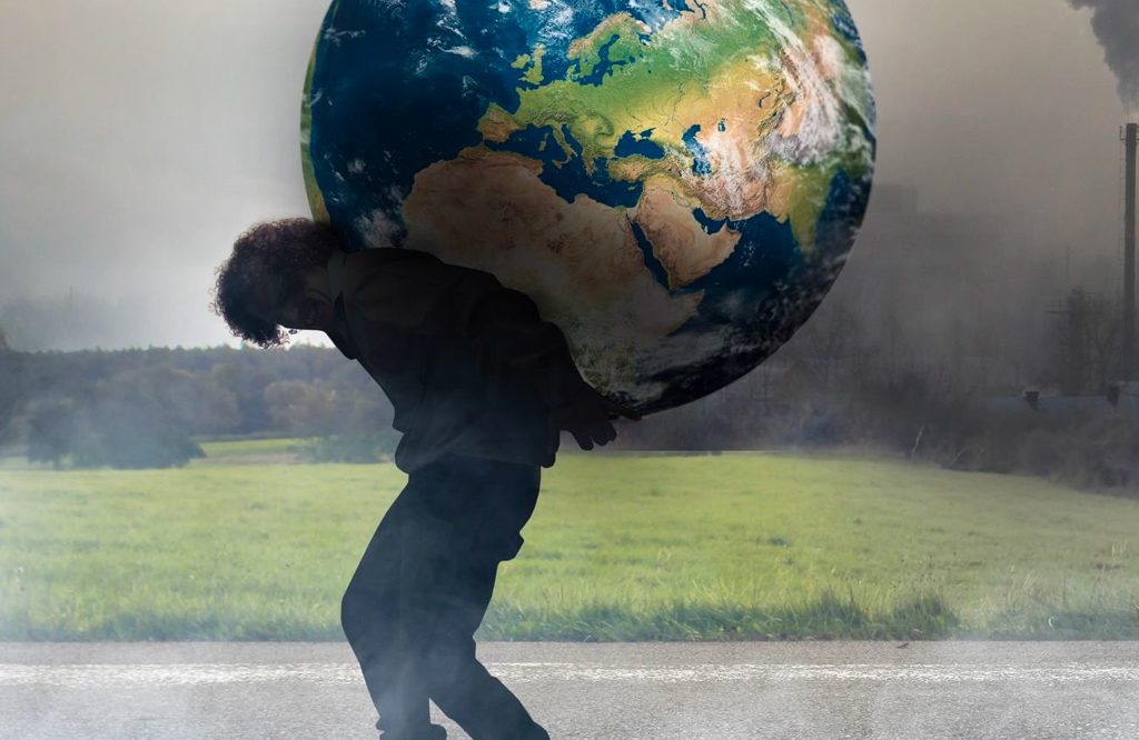 אדם הסוחב את כדור הארץ על גבו